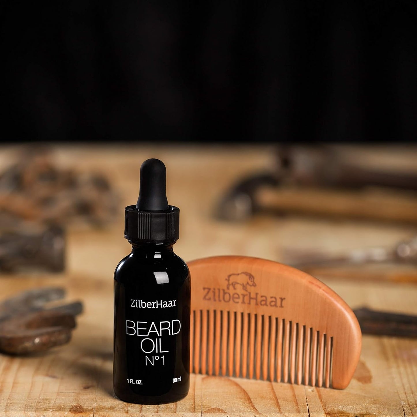 ZilberHaar Beard Grooming Basic Bundle - Soft Regular Brush + 1oz Beard Oil + Beard Comb