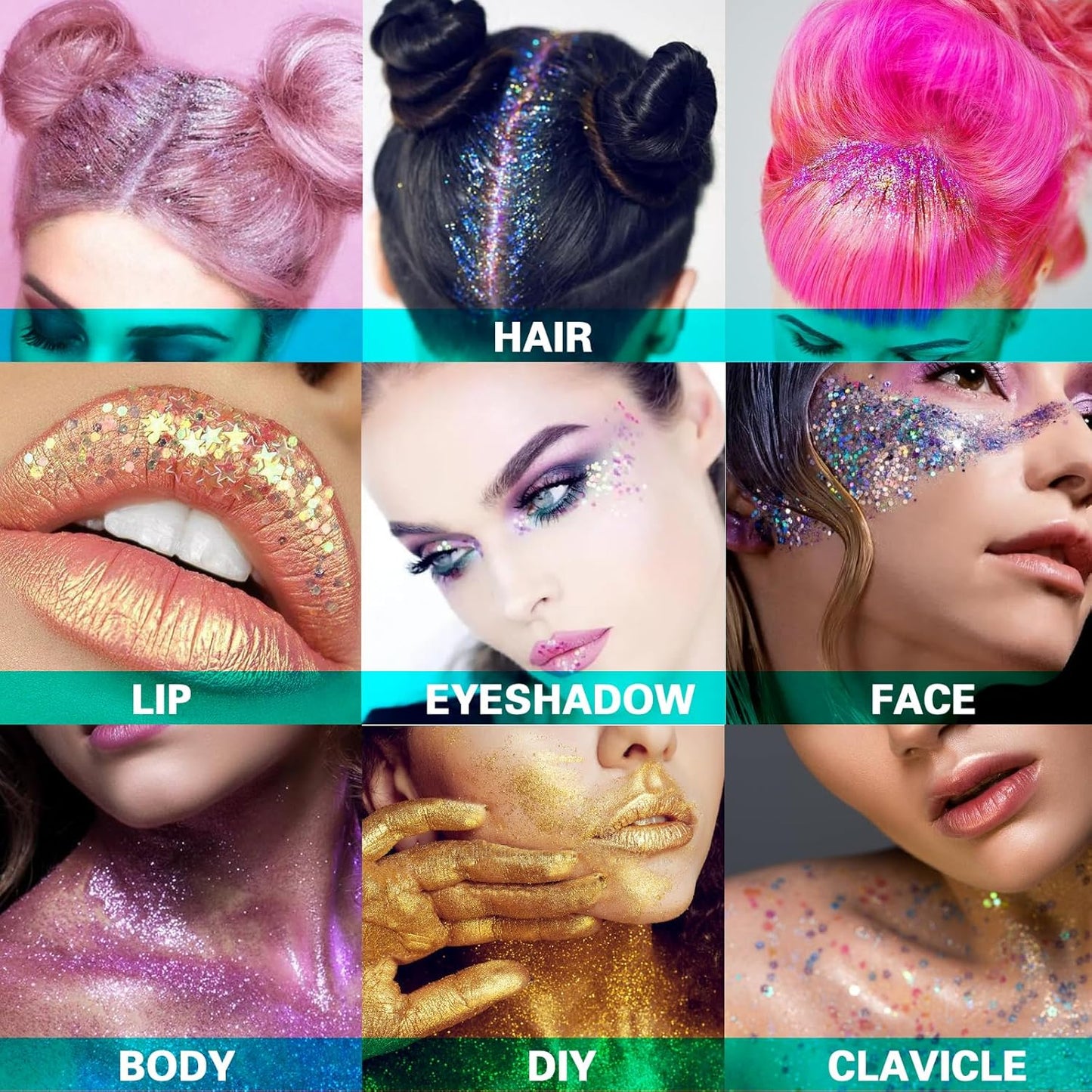 MEICOLY St Patricks Day Accessories,St Patricks Day Outfits for Women,Lime Green Face Glitter,Light Green Body Glitter,Glitter Face Paint for Party Festival,Chunky Glitter Makeup for Face/Body/Hair