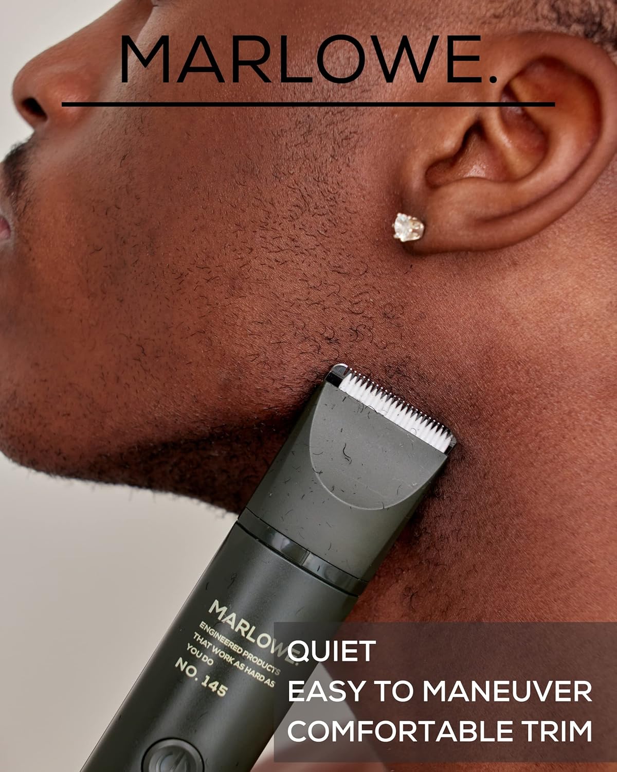 Marlowe. No. 145 Body Hair Trimmer for Men, Forest Black, Lightweight Waterproof Personal Groomer, Ceramic Blades, Adjustable Comb Lengths & Rechargeable Battery for Head to Toe Male Grooming