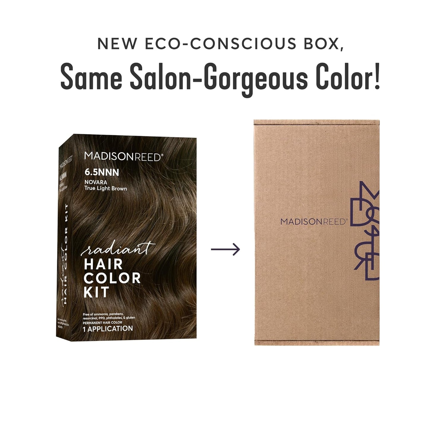 Madison Reed Radiant Hair Color Kit | 6.5NNN Brown with Warm Golden Undertones (Novara Light Brown) 100% Maximum Gray Hair Coverage for Resistant Grays | PPD-Free & Ammonia-Free | 2 Pack