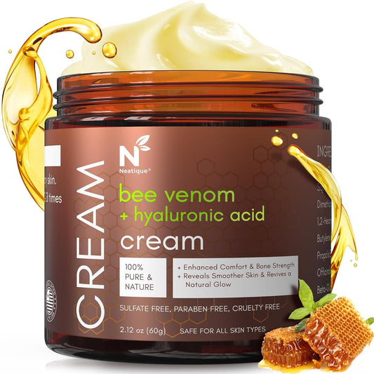 Bee Venom & Hyaluronic Acid Anti-Aging Face Cream – 2025 New Renewal Formula, Skin Moisturizer, All Skin Types, 2.12 Oz (60g)