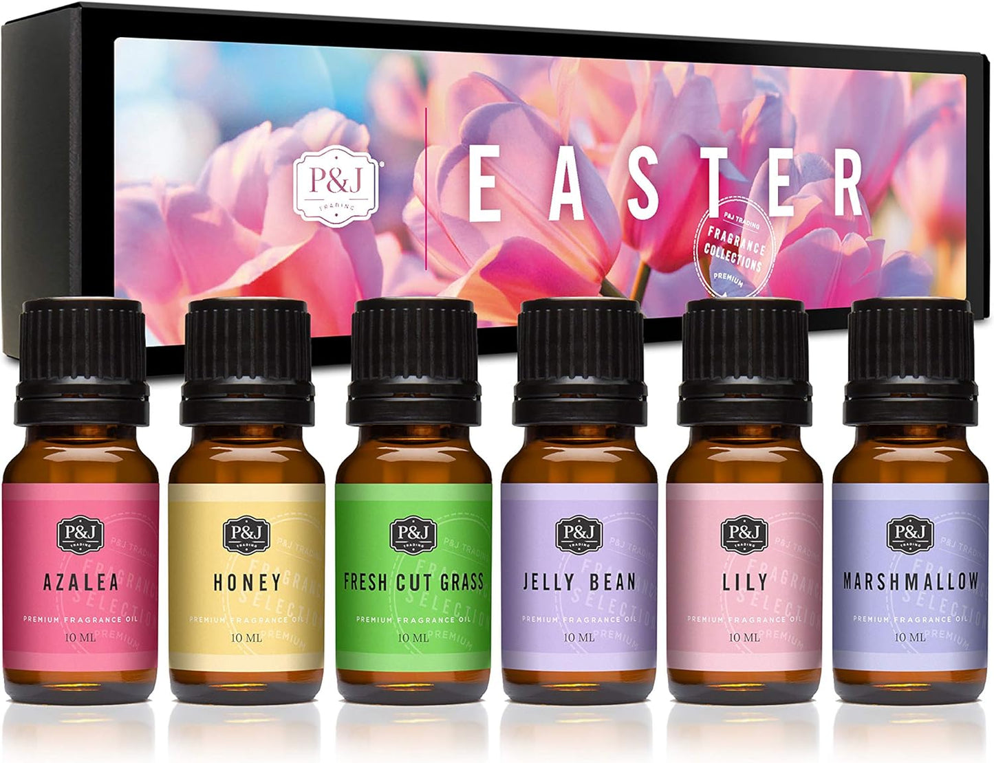 P&J Trading Fragrance Oil Easter Set | Jelly Bean, Fresh Cut Grass, Lily, Honey, Marshmallow, Azalea Candle Scents for Candle Making, Freshie Scent, Soap Making Supplies, Diffuser Oil Scents