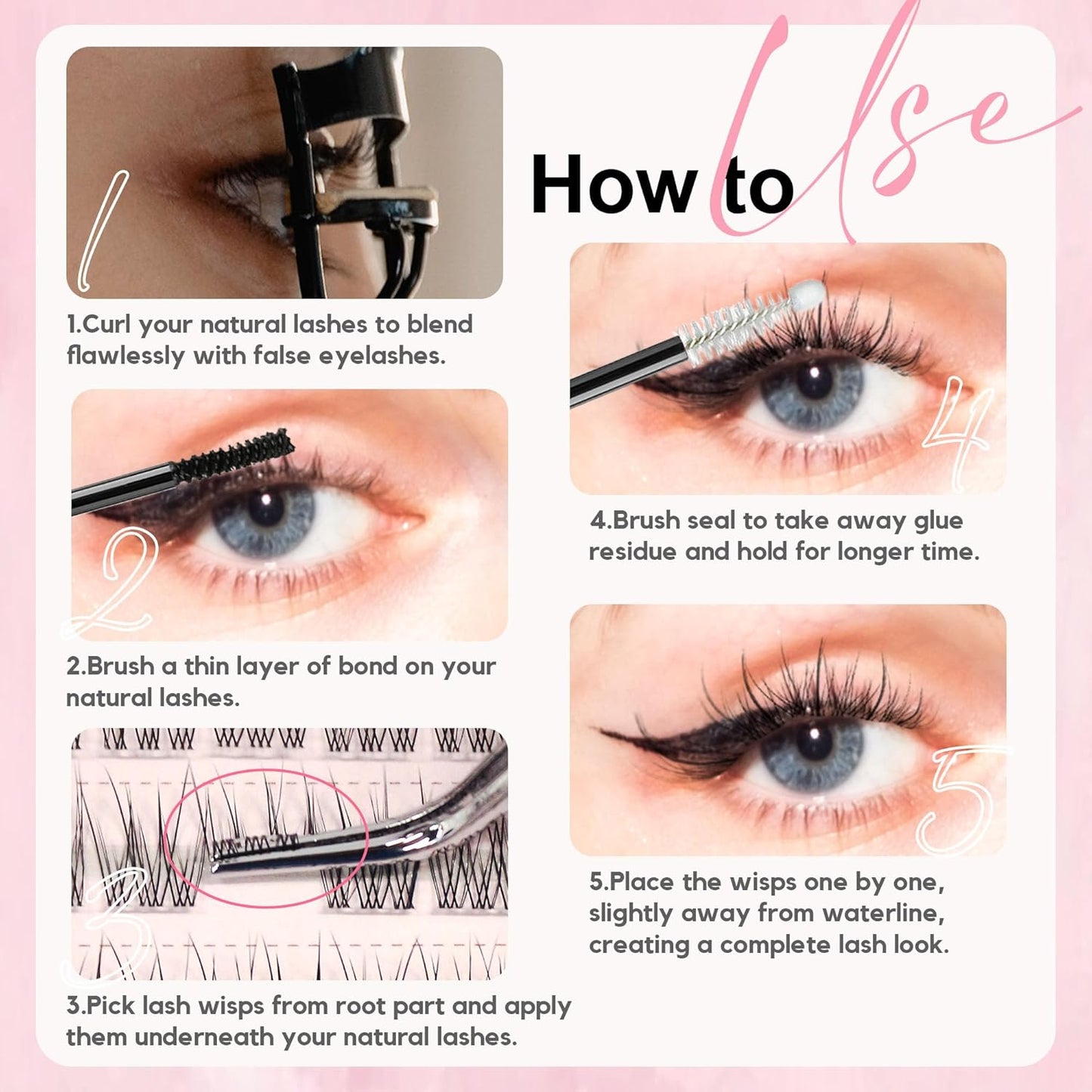 110Pcs Clear Band Lash Clusters 10-14mm Natural Look Cluster Eyelashes C Curl Resuable Invisible Band Individual Cluster Lashes(122)