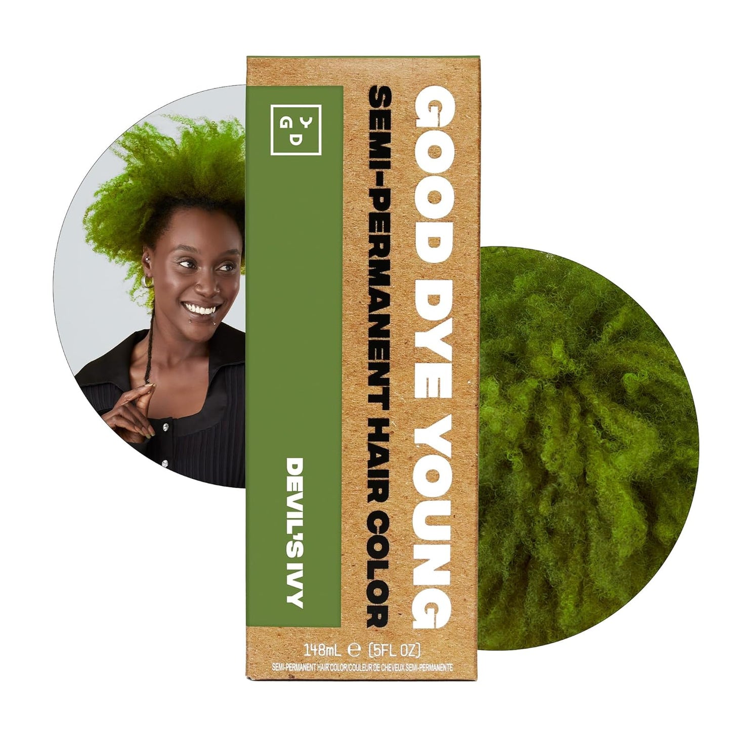 Good Dye Young Semi-Permanent Hair Color, Vegan and Cruelty-Free Green Hair Dye, Last up to 24 Washes, Non-Damaging Conditioning Hair Color (5FL OZ, Devil's Ivy)