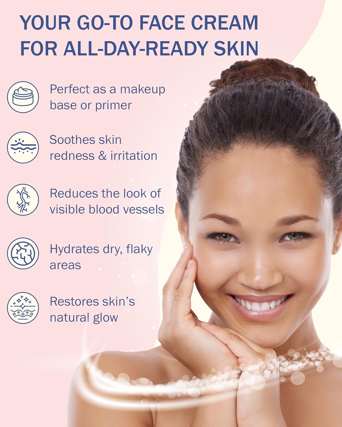 Rosacea Treatment for Face Skincare Cream for Women & Men (Pack of 1) - Gentle Moisturizer Redness Reducing Skin Care - with Aloe Vera & Hyaluronic Acid - Day-Night, Made in USA (2.25 fl. oz.)