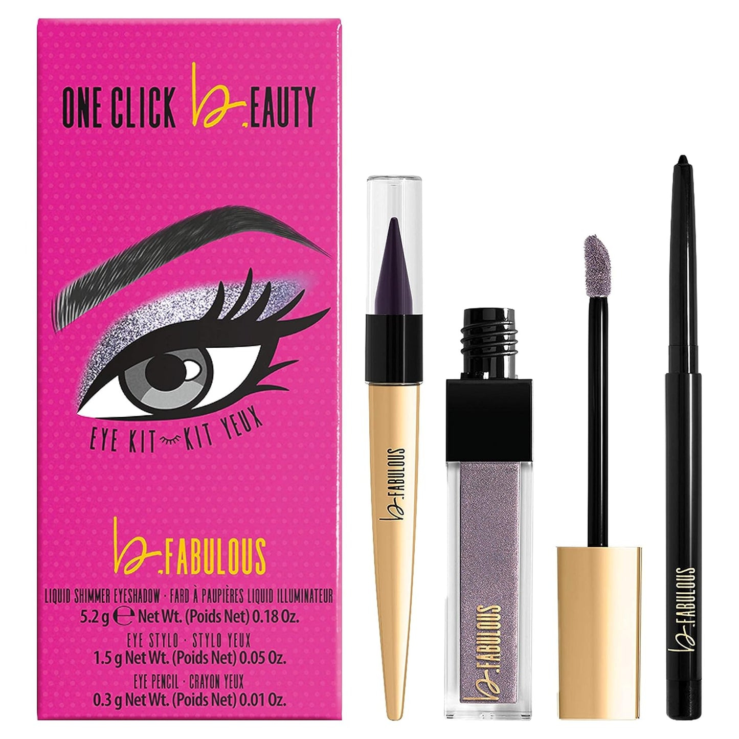 b.Fabulous 3-Piece Eye Kit, Longwear Makeup, The Mauves