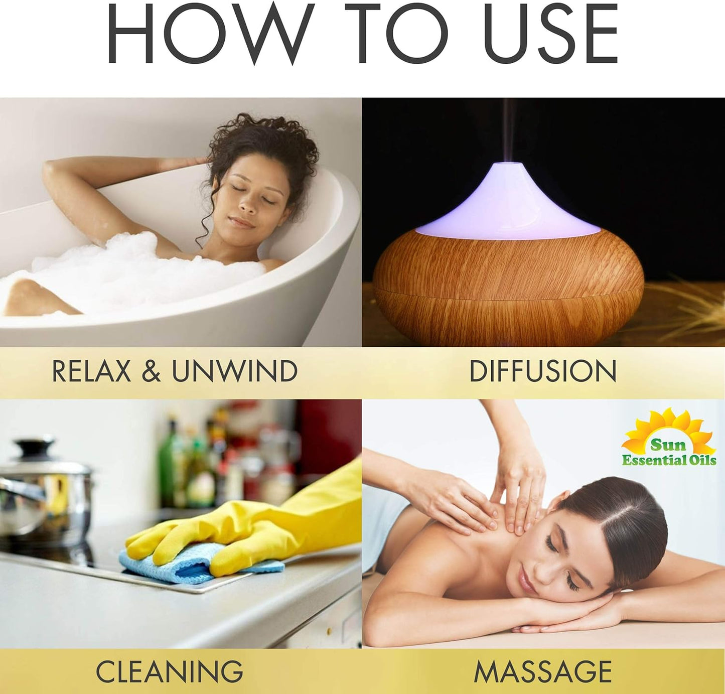 Sun Essential Oils - Clean The Air Essential Oil 16oz for Aromatherapy, Diffuser, Soothing, Calming, Eases Stress - Aromatherapy Diffuser Oil