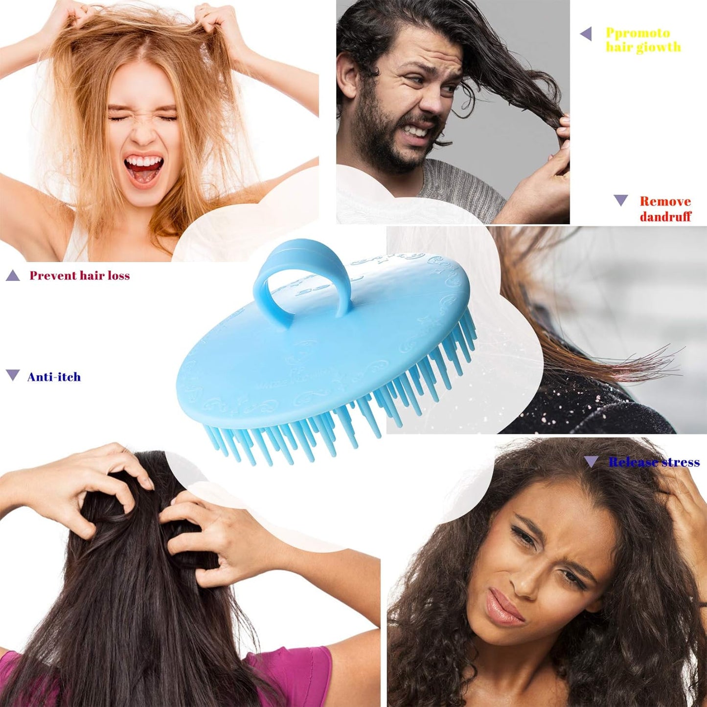 2Pack Hair Scalp Exfoliator Brush Dandruff Cleaning brush, Flexible Scalp Massager, Shower Shampoo Brush for Home, Office, Travel and Pets-HGLV2