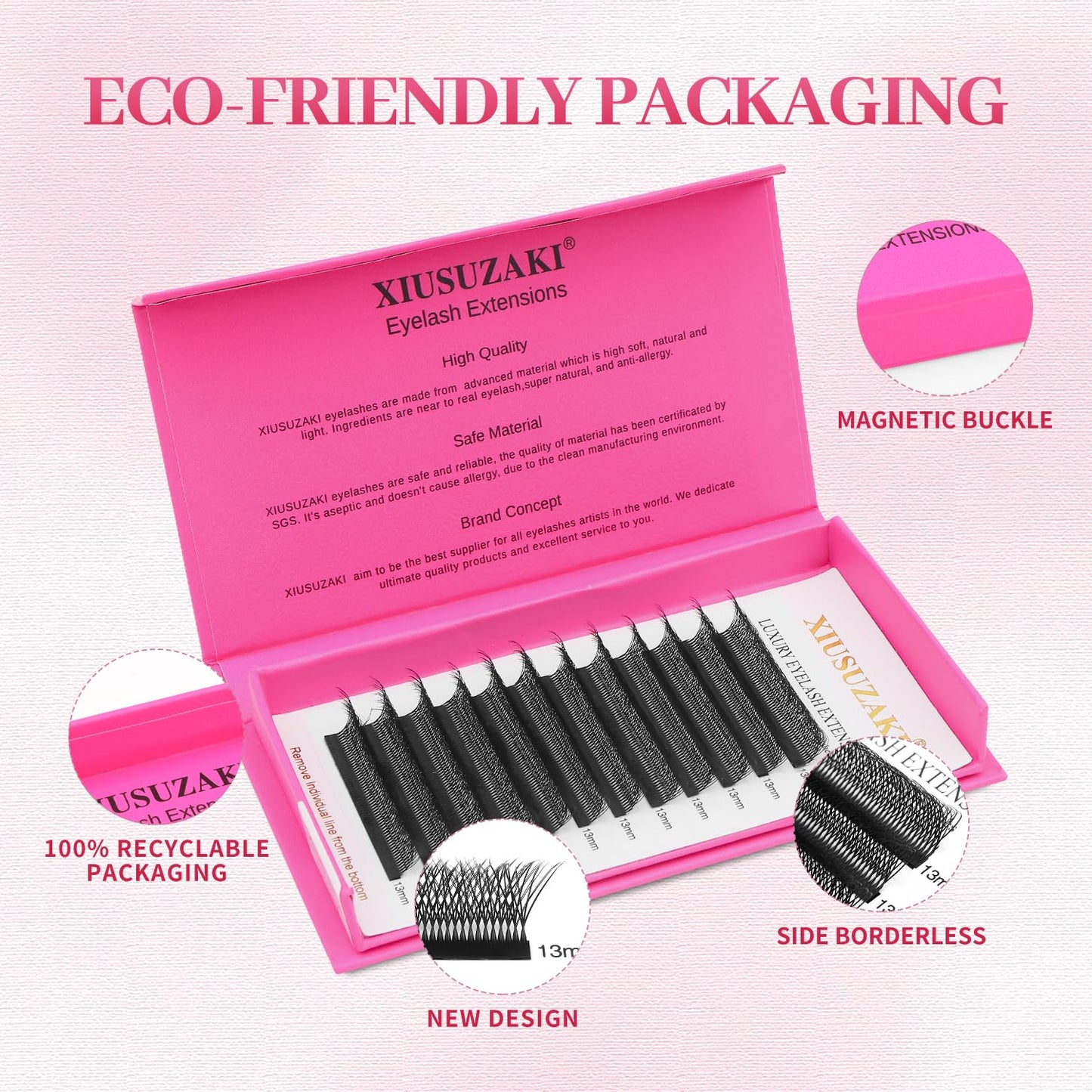 Lash Extensions Double Tips 4D Eyelash Extensions W Shape 0.07mm Thickness D Curl 13mm Premade Fans Easy Fan Volume Lashes Matte Black Crisscross(W-4D-Double Tips-0.07-D,13mm)