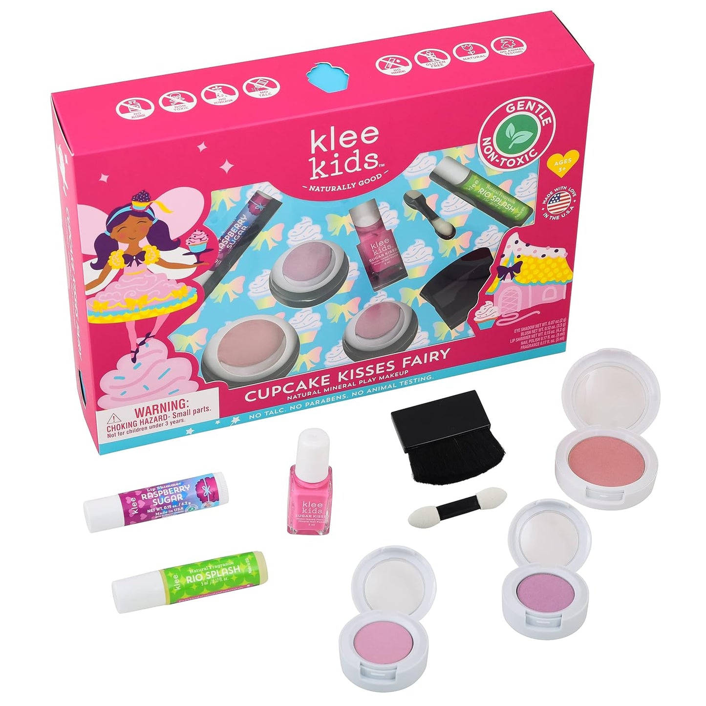 Luna Star Naturals Klee Kids Deluxe Play Makeup Kit. Gentle and Non-Toxic. Made in USA. (Cupcake Kisses Fairy)