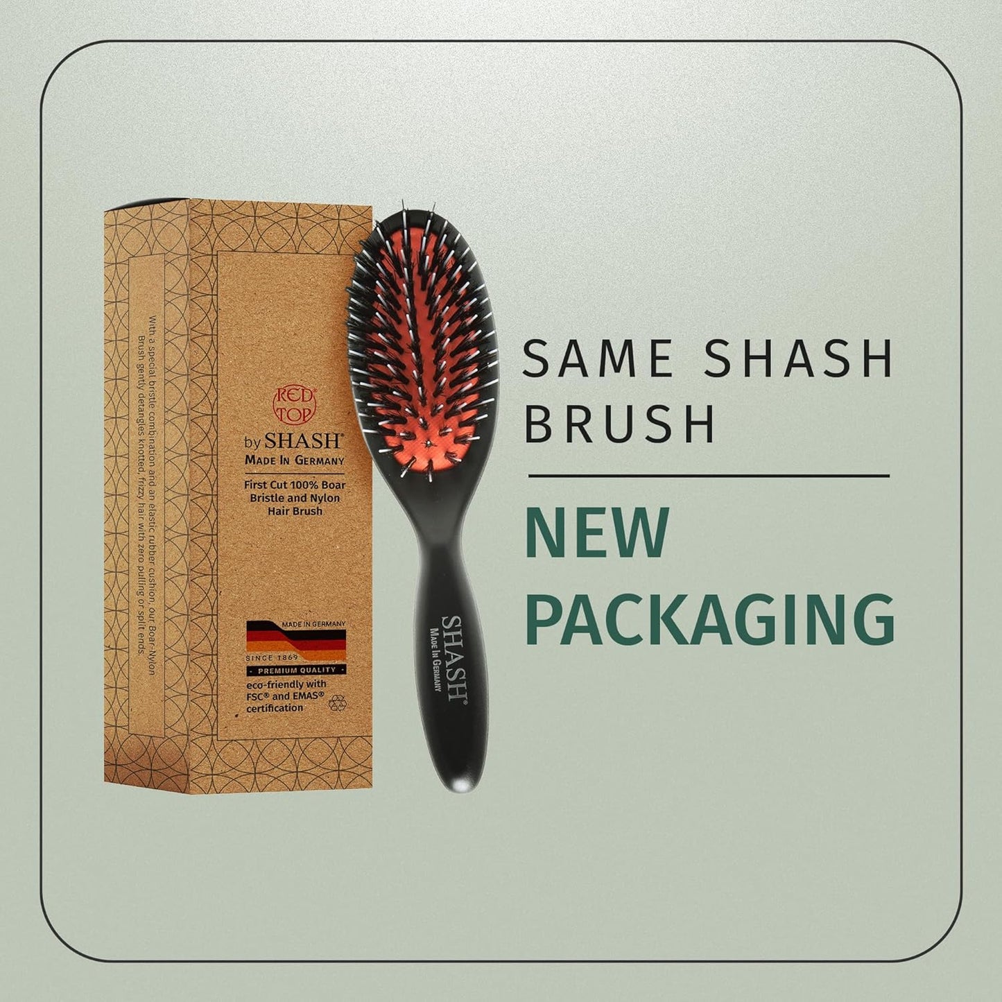 SHASH Since 1869 Hand Made In Germany - Nylon Boar Bristle Brush Suitable For Normal to Thick Hair Gently Detangles, No Pulling or Split Ends - Softens Improves Hair Texture, Stimulates (Extra Small)