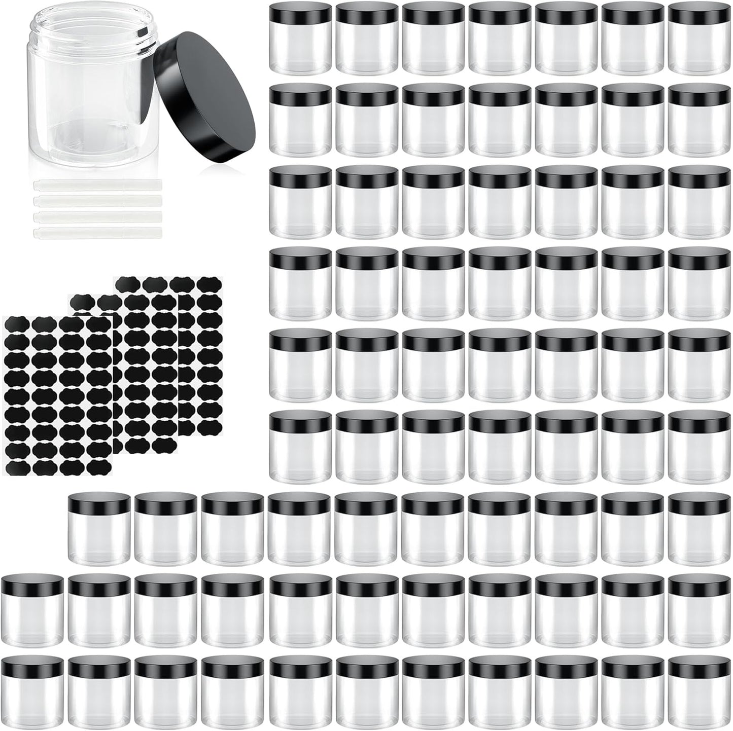 90 Pack 4 Oz Plastic Containers with Lids, OBKJJ Clear Travel Size Leak Proof Makeup Travel Containers BPA Free Cosmetic Slime Jars for Lotion, Cream, Body Butter, Makeup, Ointments (90)