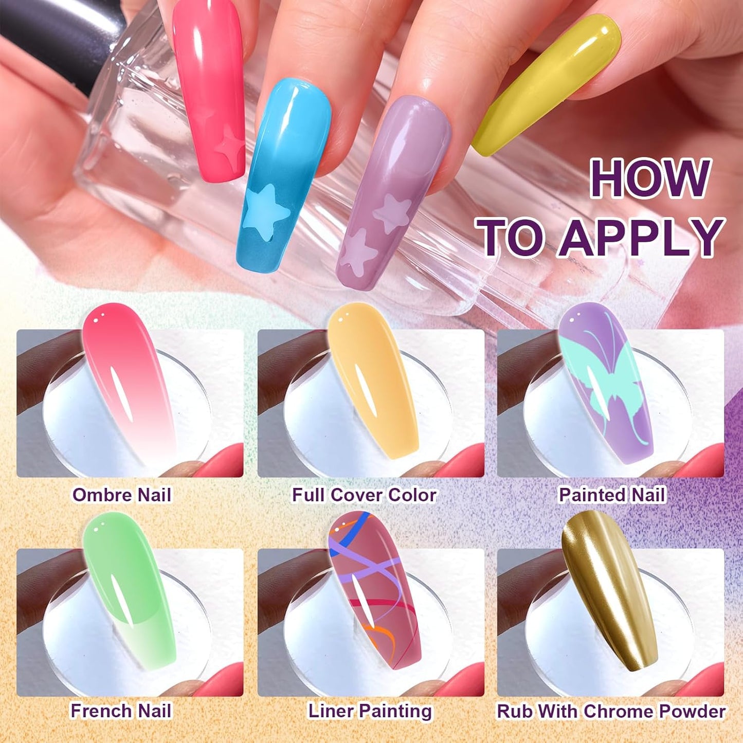 Gradient Painting Gel, 12 Bright Colors Ombre Gel Nail Polish for Pigment Pat Aura Nails, French Manicure DIY Nail Art Long-lasting No-wipe Cream Color Palette Lullaby Palette