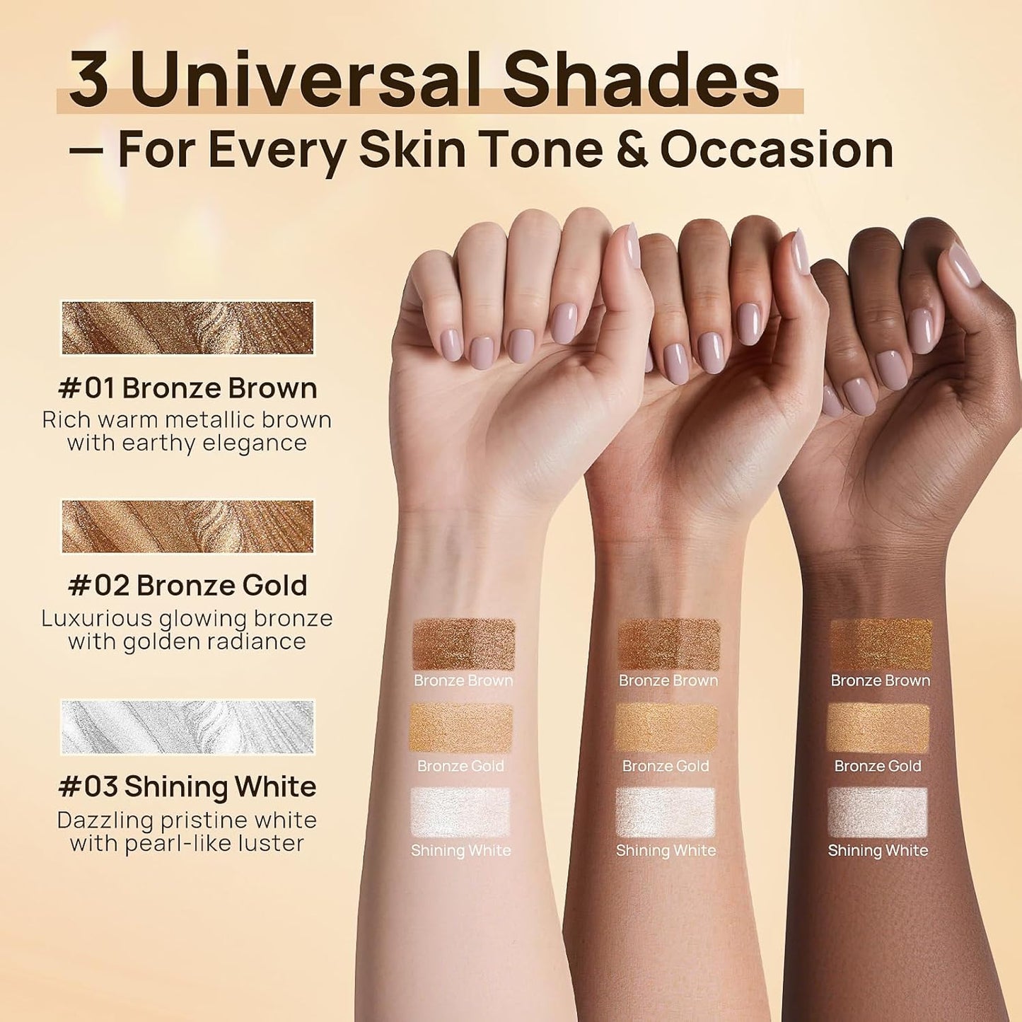 Body Shimmer Oil, 50ml Suncreen Liquid Highlighter Bronzer Body Glitter Oil Long Lasting Moisturizing Makeup Lotion Illuminate Serum Glow Shimmer Skin 1.7 Fl Oz（Bronze Brown #01）