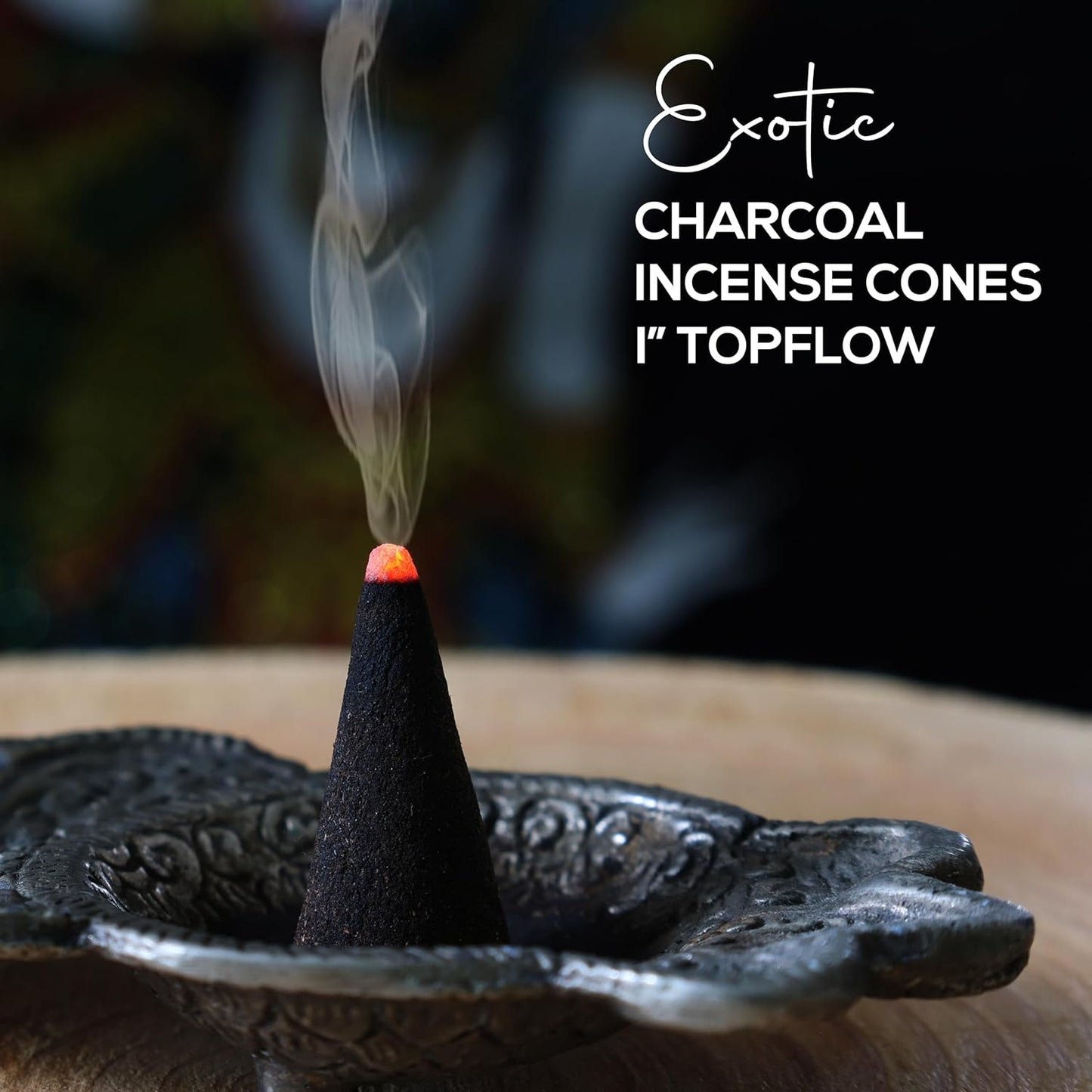 Sandalwood Charcoal Incense Cones 1" TOPFLOW - 50 Pack - Natural Scented Cones Handmade Hand Dipped