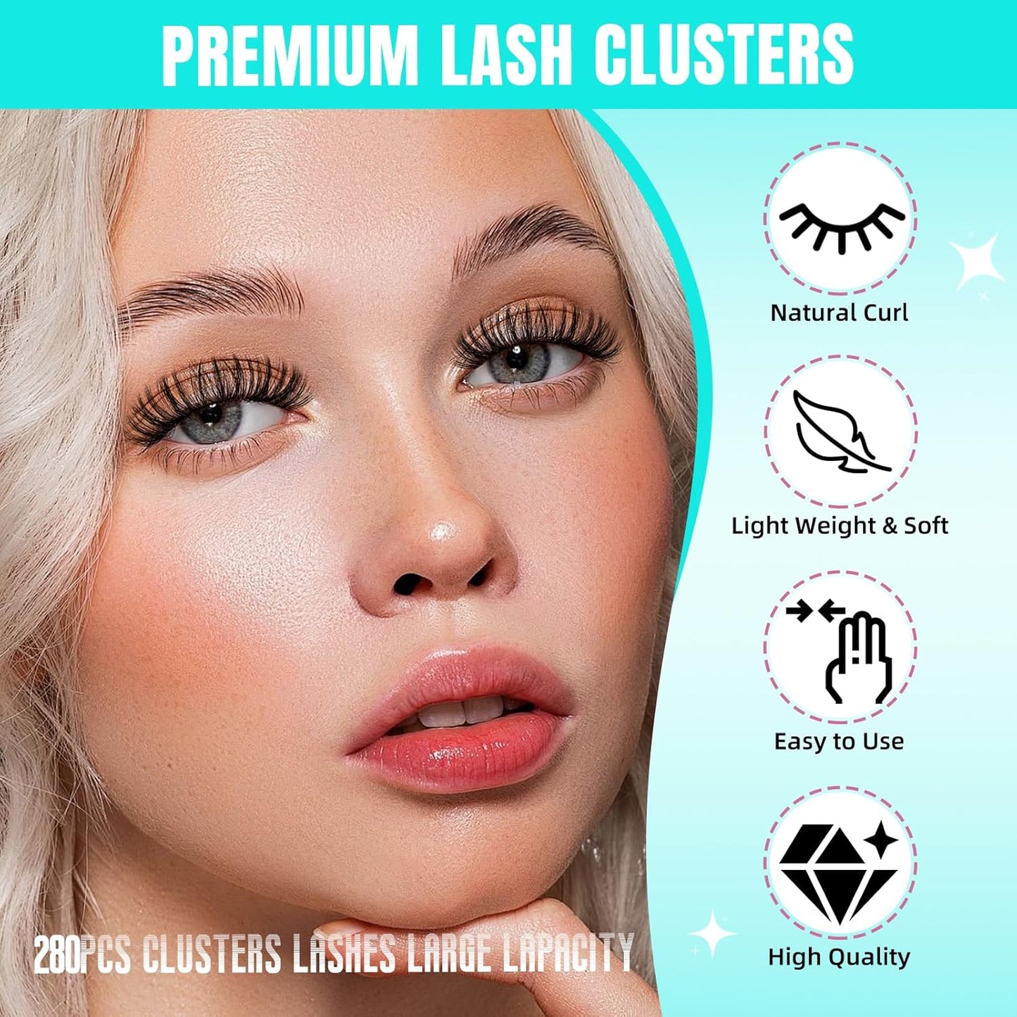 Lash Clusters Wispy 280PCS Eyelash Extension 70D Cluster Lashes Individual Lashes DIY Lash Extension Natural Look Cluster Eyelash Extensions Soft False Eyelashes at Home for Beginners(10mm)