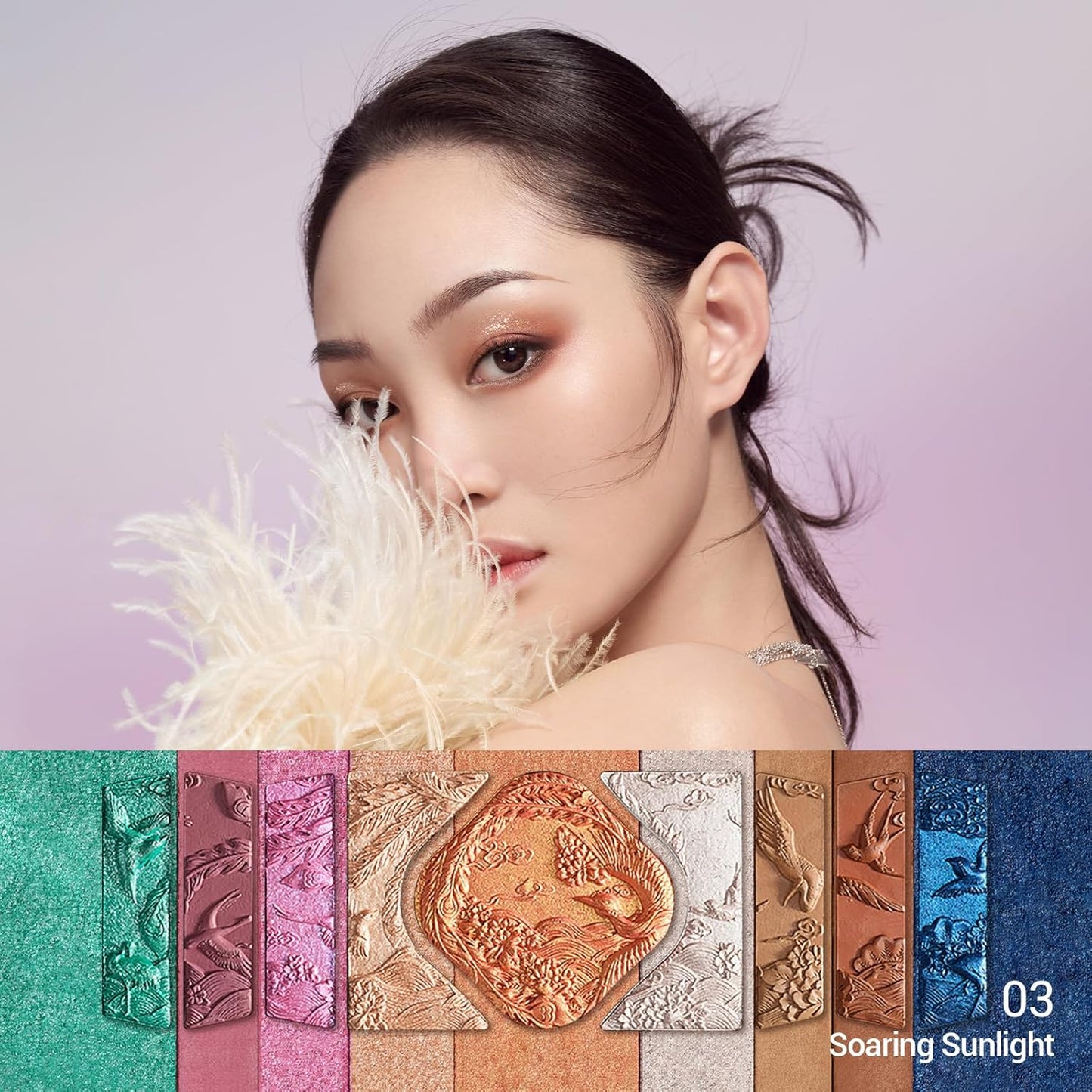 FLORASIS Floral Engraving Phoenix Makeup Palette Makeup Long Lasting Blendable Natural Eyeshadow Palette for Women (03 Soaring Sunlight)