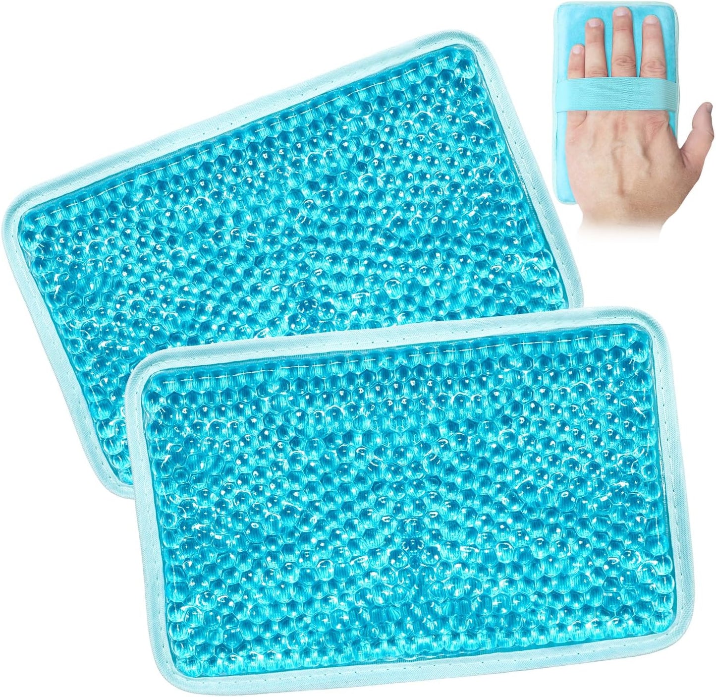 Gel Beads Ice Pack Ice Bag with Strap-Reusable Hot & Cold Pack Compress Therapy for Pain, Swelling,Injuries of Knee, Shoulder, Foot, Back, Ankle, Neck, Hip, Elbow,Wisdom Tooth (Blue-2Pack)