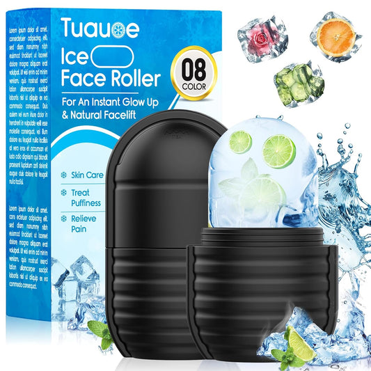 1Pcs Ice Roller for Face, Ice Face Roller, Reusable Silicone Ice Mold for Face, Facial Beauty Ice Roller Skin Care Tools for Shrink Pores Anti Wrinkle Reduce Puffiness (Black)