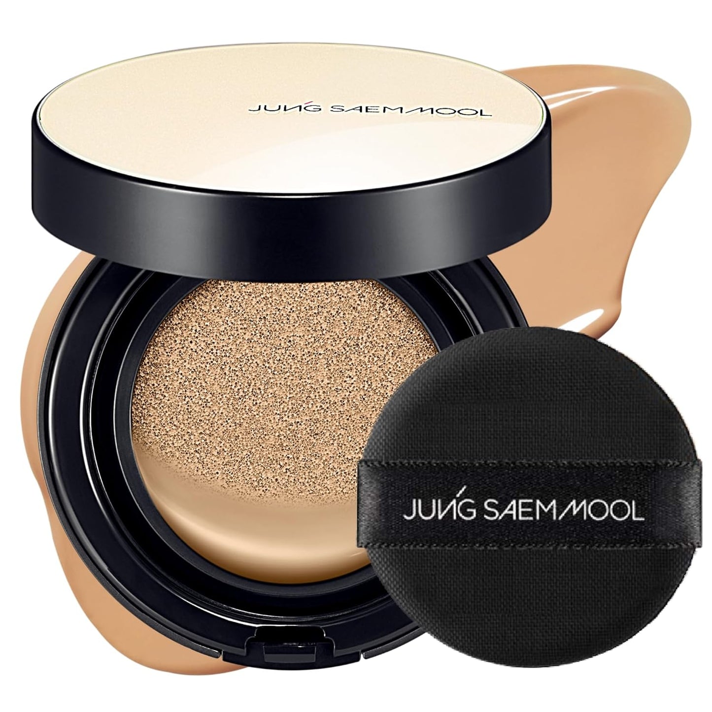 JUNG SAEM MOOL Essential Skin Nuder Cushion 25W Latte 0.49 Fl Oz, No Refill, Natural Radiant Finish Cushion Foundation with Buildable Coverage, Lightweight Texture, Korean Foundation Makeup