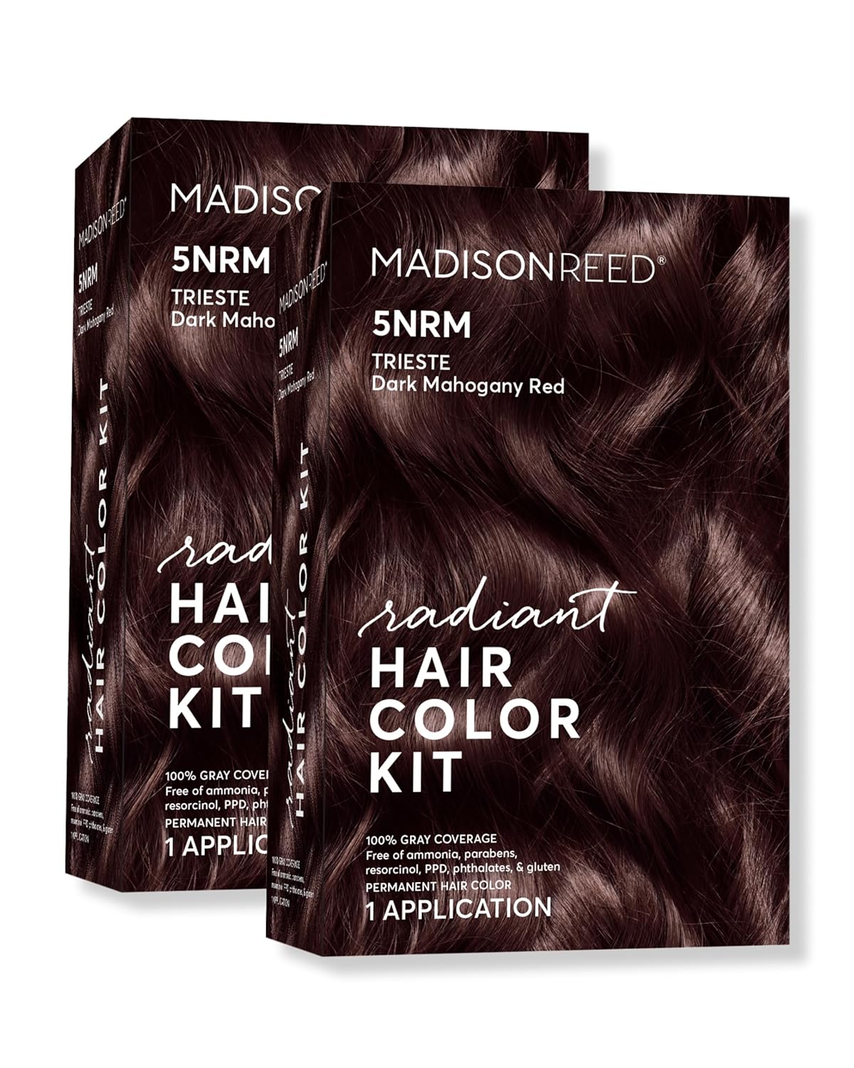 Madison Reed Radiant Hair Color Kit | 5NRM Dark Mahogany Red with Auburn Tones (Trieste Red) for 100% Gray Hair Coverage | Dimensional Permanent Hair Dye | PPD-Free & Ammonia-Free | 2 Pack