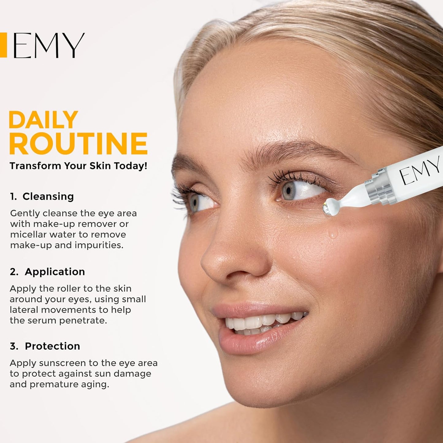 Eye Roller Serum Acid Hyaluronic Caffeine Moisturizing Plumping Massage Ball Reduces Dark Circles Bags Under Eyes Wrinkles and Fine Line Non-Greasy Suitable for Sensitive Skin