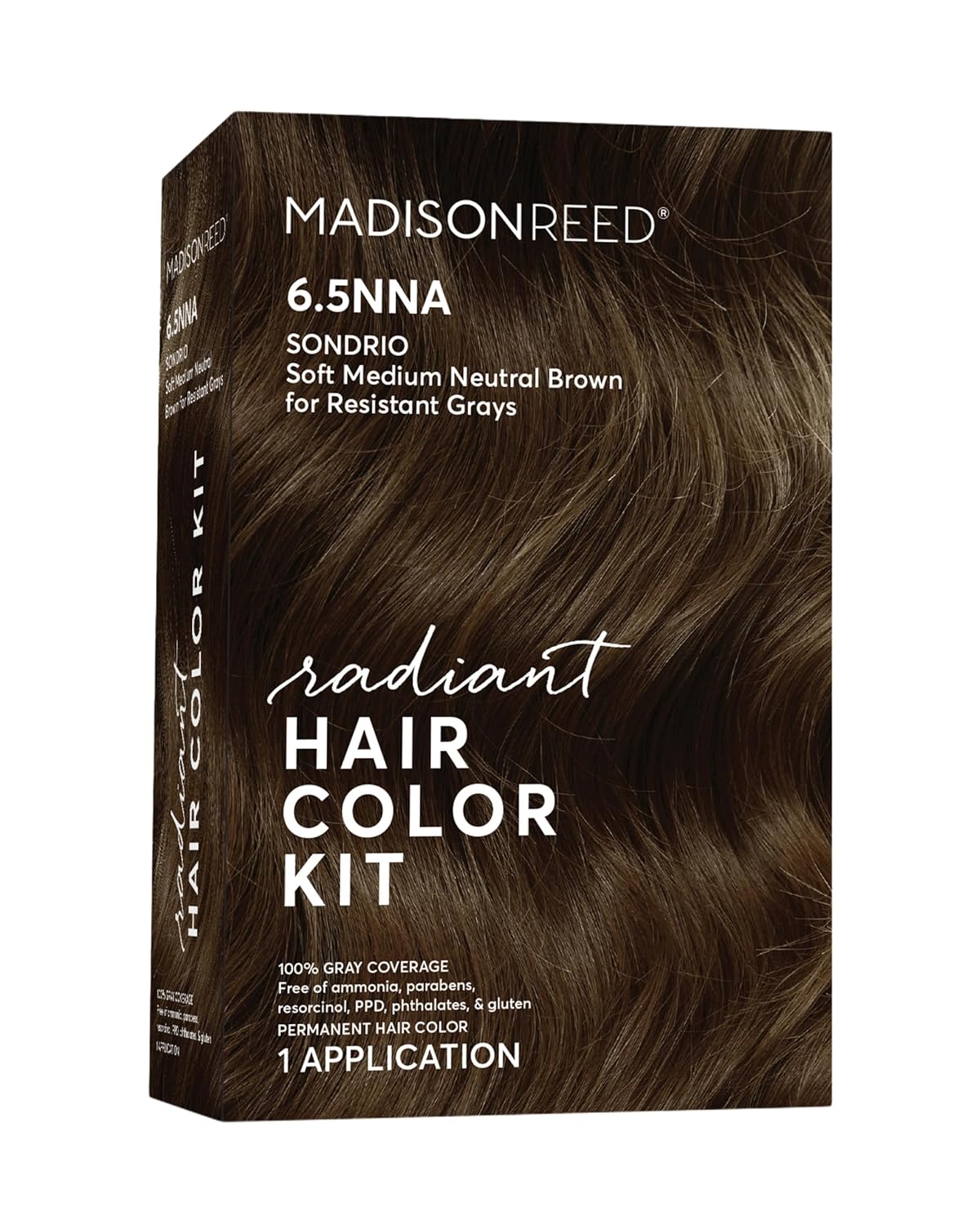 Madison Reed Radiant Hair Color Kit | 6.5NNA Medium Neutral Brown (Sondrio) 100% Maximum Gray Hair Coverage | Salon-Quality Permanent Hair Dye for Resistant Grays | PPD-Free & Ammonia-Free |1 Pack