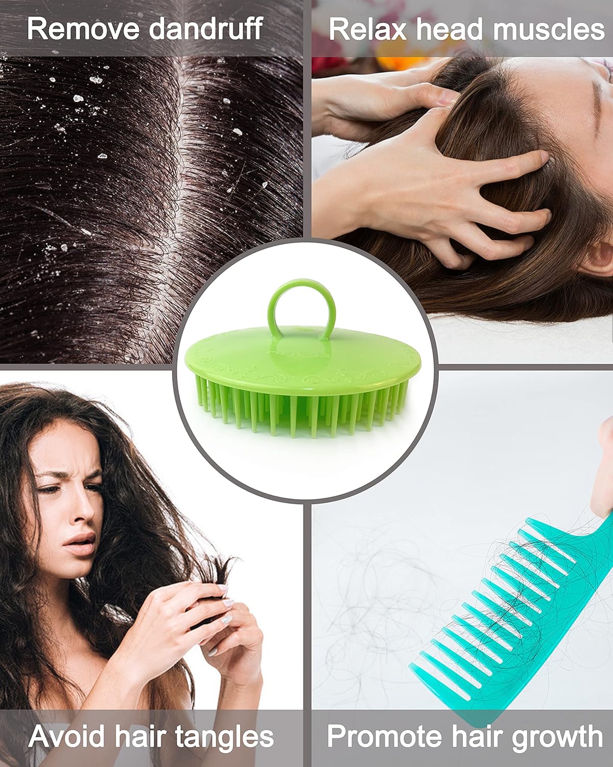 Hair Scalp Scrubber, 6 Pcs Scalp Massager Shampoo Brush, Plastic Shower Head Dandruff Comb, Washing Scrub Brushes for Kids Toddler Men Women Pets