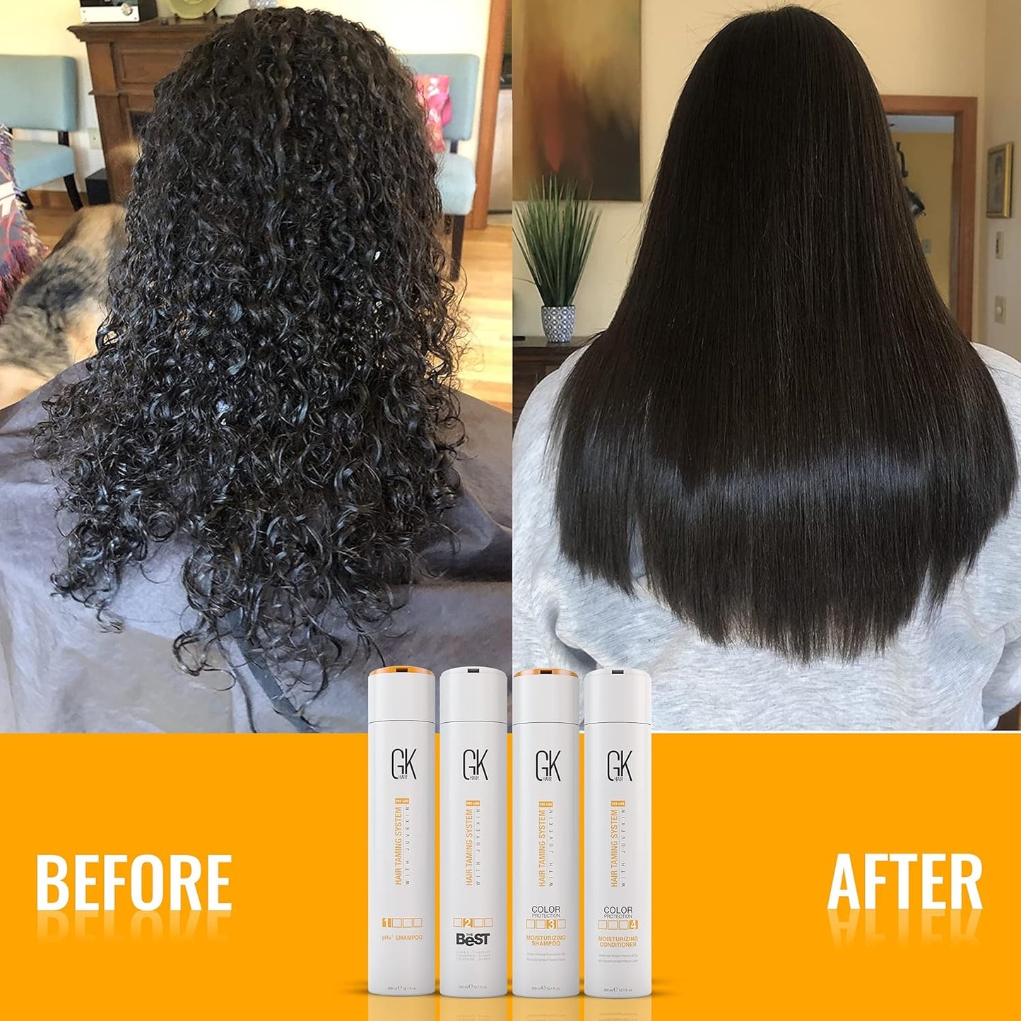 GK HAIR Global Keratin The Best Kit (10.1 Fl Oz/300ml) Smoothing Keratin Hair Treatment Professional Brazilian Complex Blowout Straightening For Silky Smooth & Frizz Free Hair