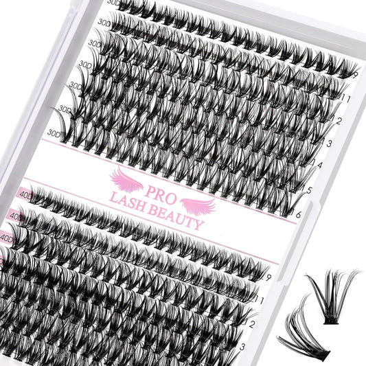 280 Pcs Individual Lashes 30+40-C-9-16mix Cluster Lashes 10D 20D C D Curl Wispy Lashes Bottom Lashes DIY Lashes At Home（30+40-C-9-16mix）