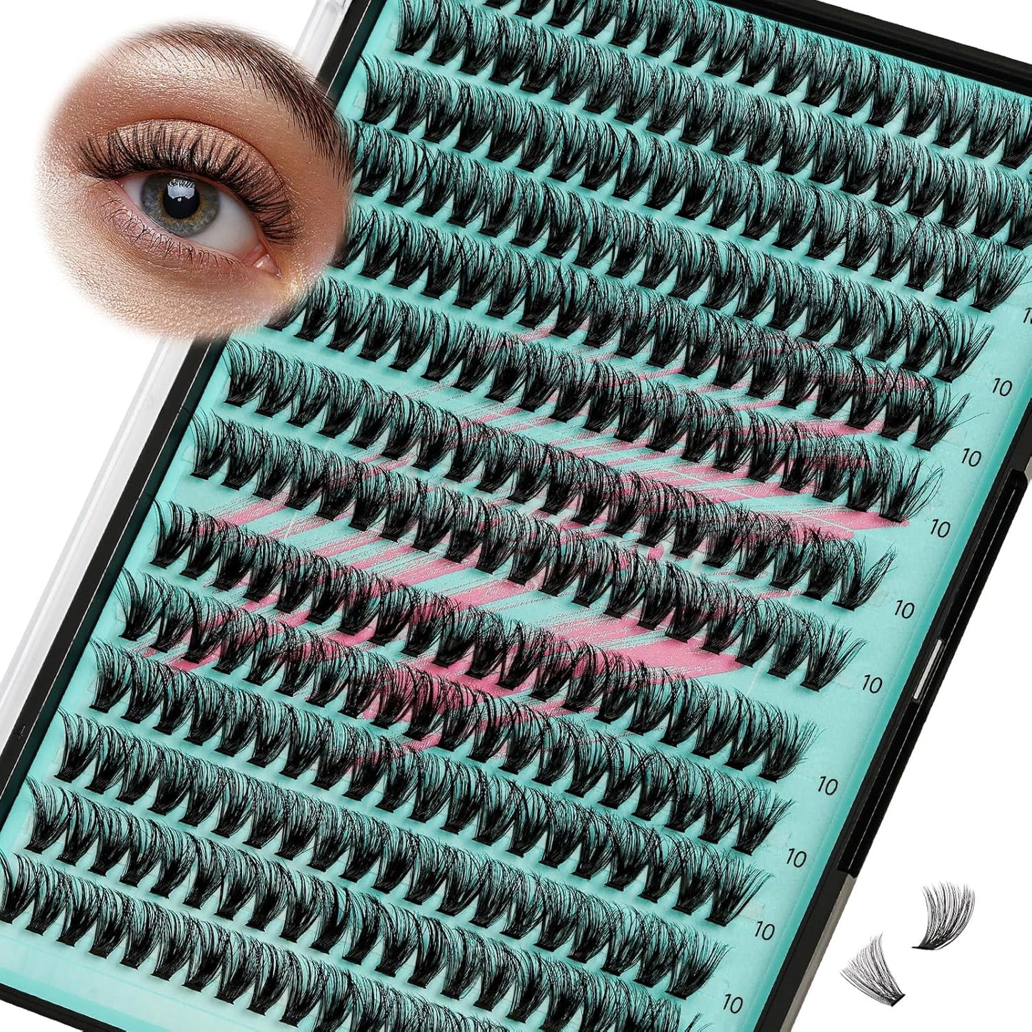 Lash Clusters Wispy 280PCS Eyelash Extension 60D Cluster Lashes Individual Lashes DIY Lash Extension Natural Look Cluster Eyelash Extensions Soft False Eyelashes at Home for Beginners(10mm)