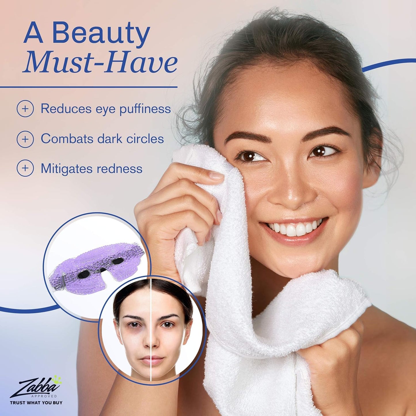 Eye Mask Get Rid of Puffy Eyes Migraine Relief, Sleeping, Travel Therapeutic Hot Cold Compress Pack With Cover Gel Beads, Spa Therapy Wrap for Sinus Pressure Face Puffiness Headaches Purple