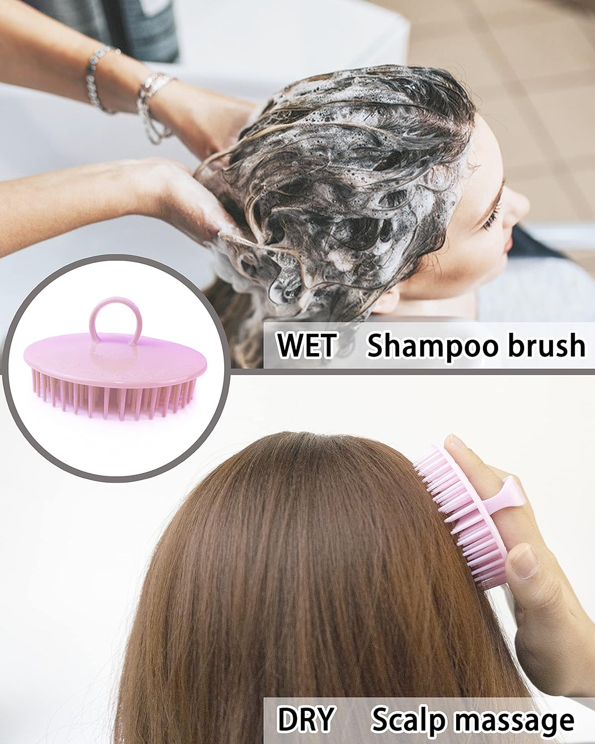 Hair Scalp Scrubber, 6 Pcs Scalp Massager Shampoo Brush, Plastic Shower Head Dandruff Comb, Washing Scrub Brushes for Kids Toddler Men Women Pets