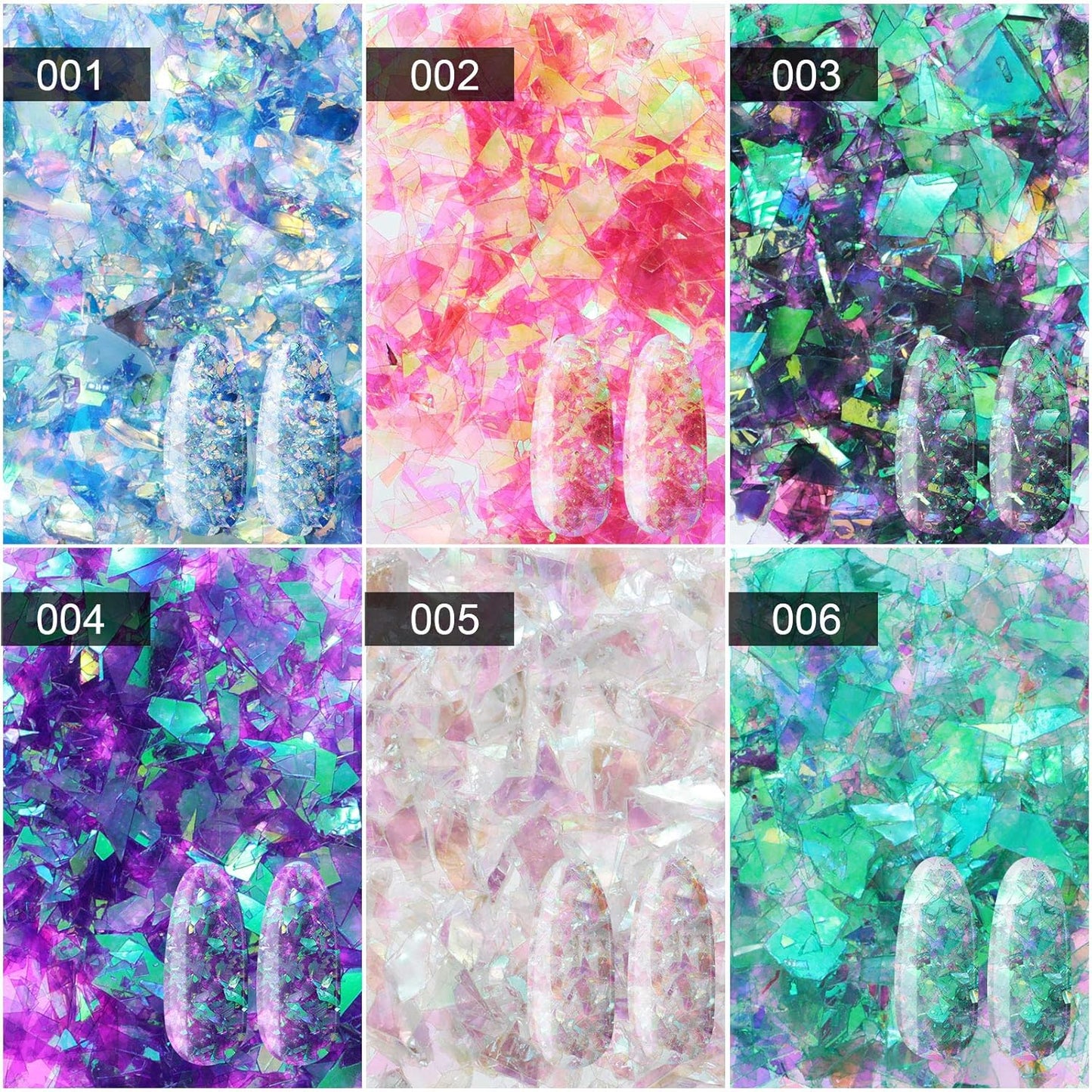 18 Boxes Mermaid Iridescent Chunky Glitter Flakes Chrome Nail Sequins Aurora Holographic Mermaid Nail Glitter Flakes Glitters Chunky Iridescent Flakes for Face Eyes Body Hair Nail Decoration