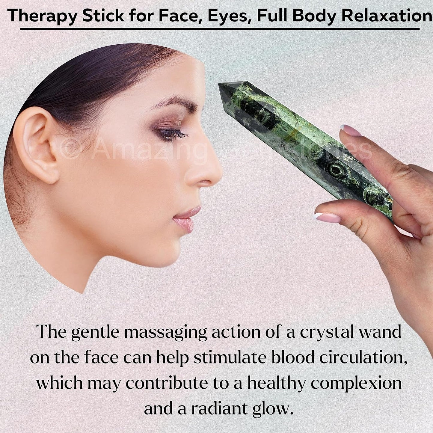 Amazing Gemstone Kambaba Jasper Crystal Wand Massage Stick - Pelvic Wand Gua Sha for Adults - Crystals and Healing Stones Massage Wands for Adults Gifts (Pointed)