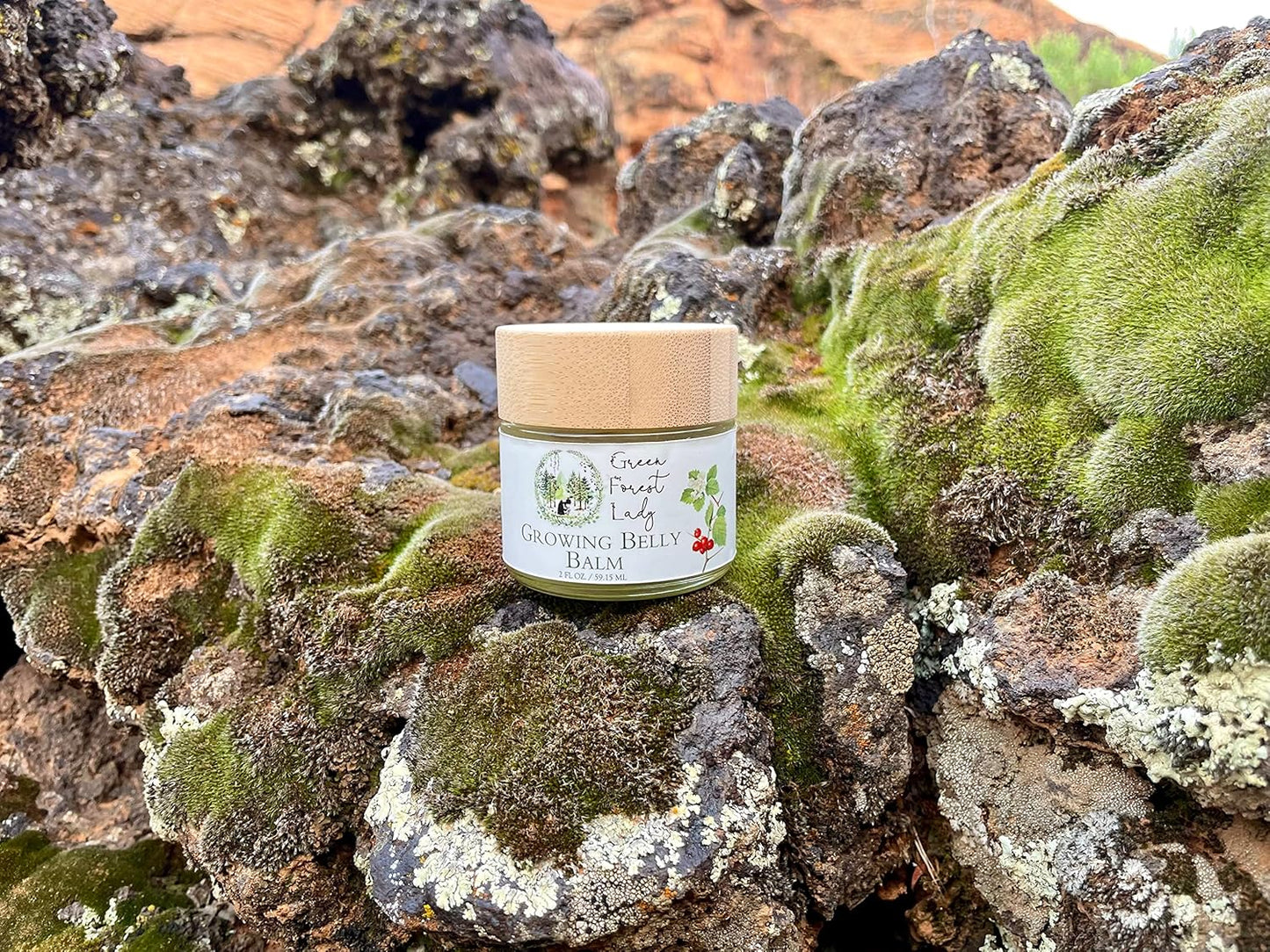 Green Forest Lady-Organic Growing Belly Balm to Support Skin as it Stretches in Pregnancy | Improves Elasticity | Moisturizes Skin | Soothes Itching | 2 FL. OZ./59.15 ML.